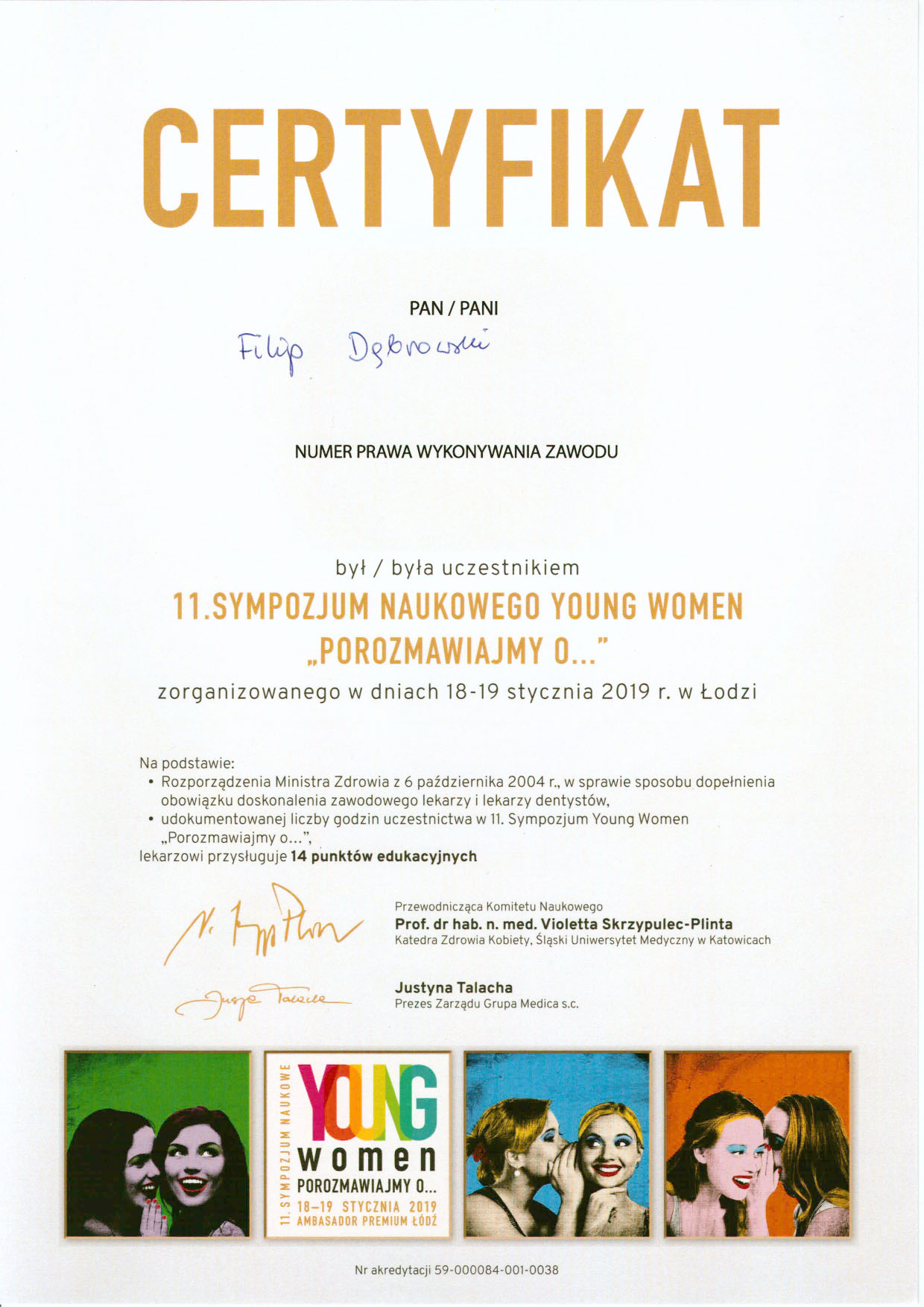 dr F. Dabrowski - certyfikat sympozium Young Women porozmawiajmy o....jpg